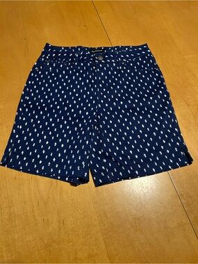 Navy Blue Patterned Shorts